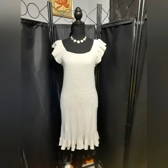 House of Harlow 1960 Cream White  Ruffle Flare Dress Women's Size S Cottagecore - Picture 3 of 10